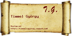 Timmel György névjegykártya